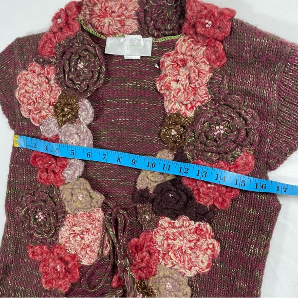Gorgeous Floral Crochet Knit Cardigan Sweater Vest Boho Feminine Large - Picture 13 of 13